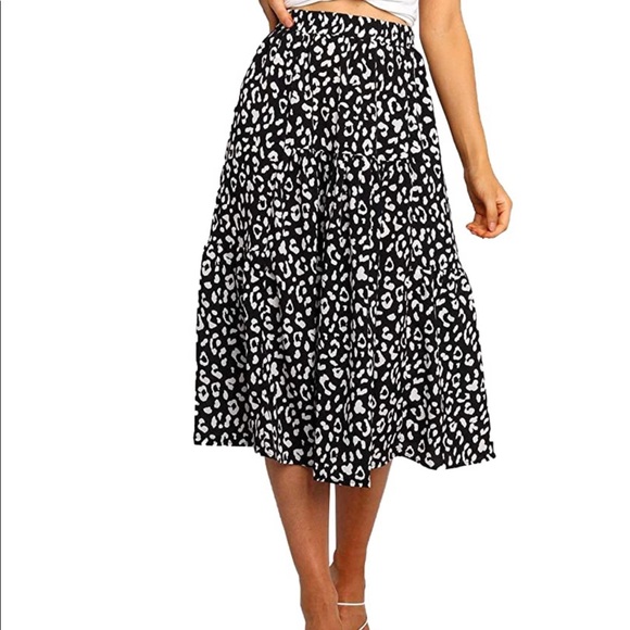 Boho leopard print Aline midi skirt - Picture 4 of 6